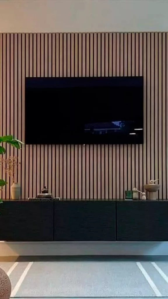 Estantería de pared con 3 niveles, panel decorativo para TV